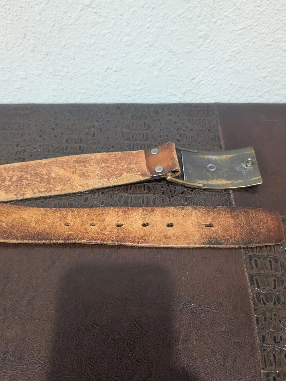 Vintage Levi Strauss & Co. Leather Belt Brass Buckle Made in USA